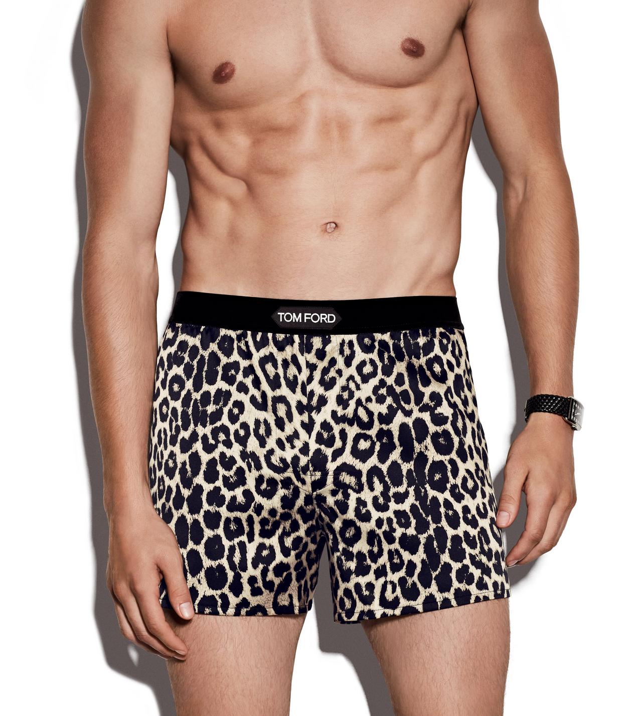 SNOW LEOPARD SILK BOXERS image number 1