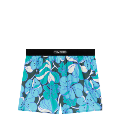 PSYCHEDELIC FLORAL PRINT SILK BOXER image number 0