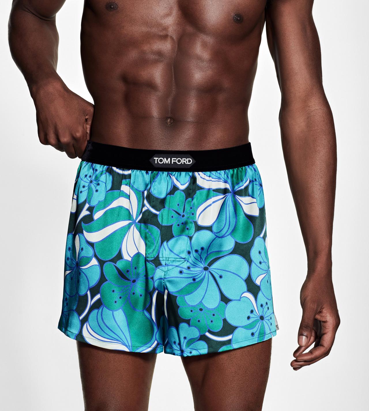 PSYCHEDELIC FLORAL PRINT SILK BOXER image number 1