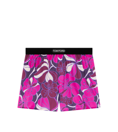 PSYCHEDELIC FLORAL PRINT SILK BOXER image number 0