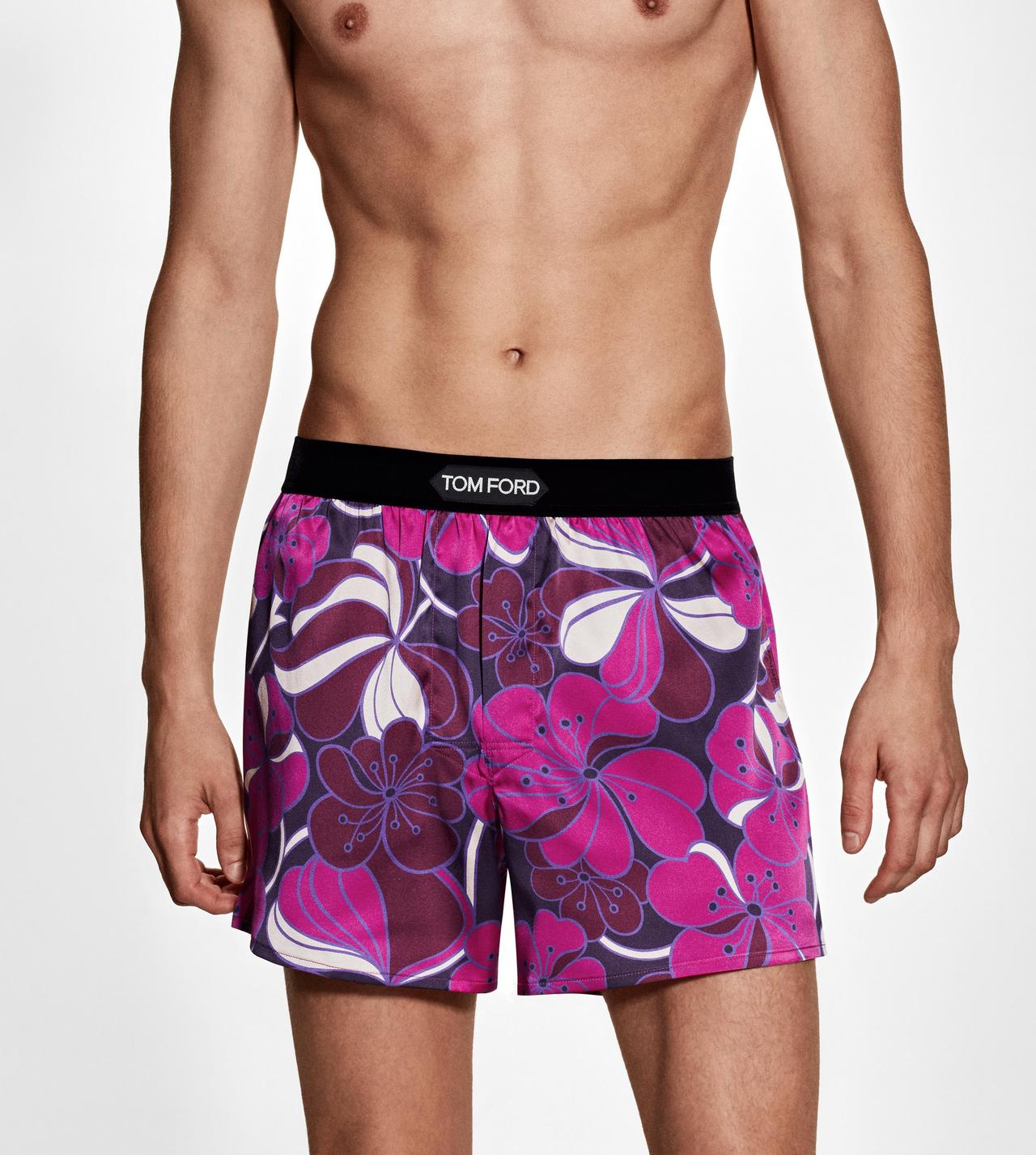 PSYCHEDELIC FLORAL PRINT SILK BOXER image number 1