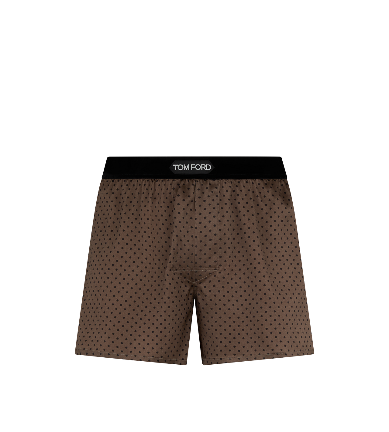 TOM FORD SILK ANTIQUE BROWN MICRODOT PRINT SILK BOXERS