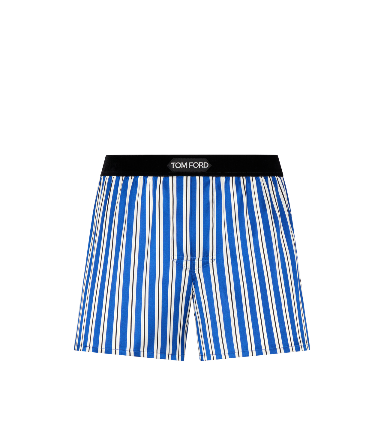 TOM FORD SILK BLUE + GREEN REGIMENTAL STRIPE PRINT SILK BOXER