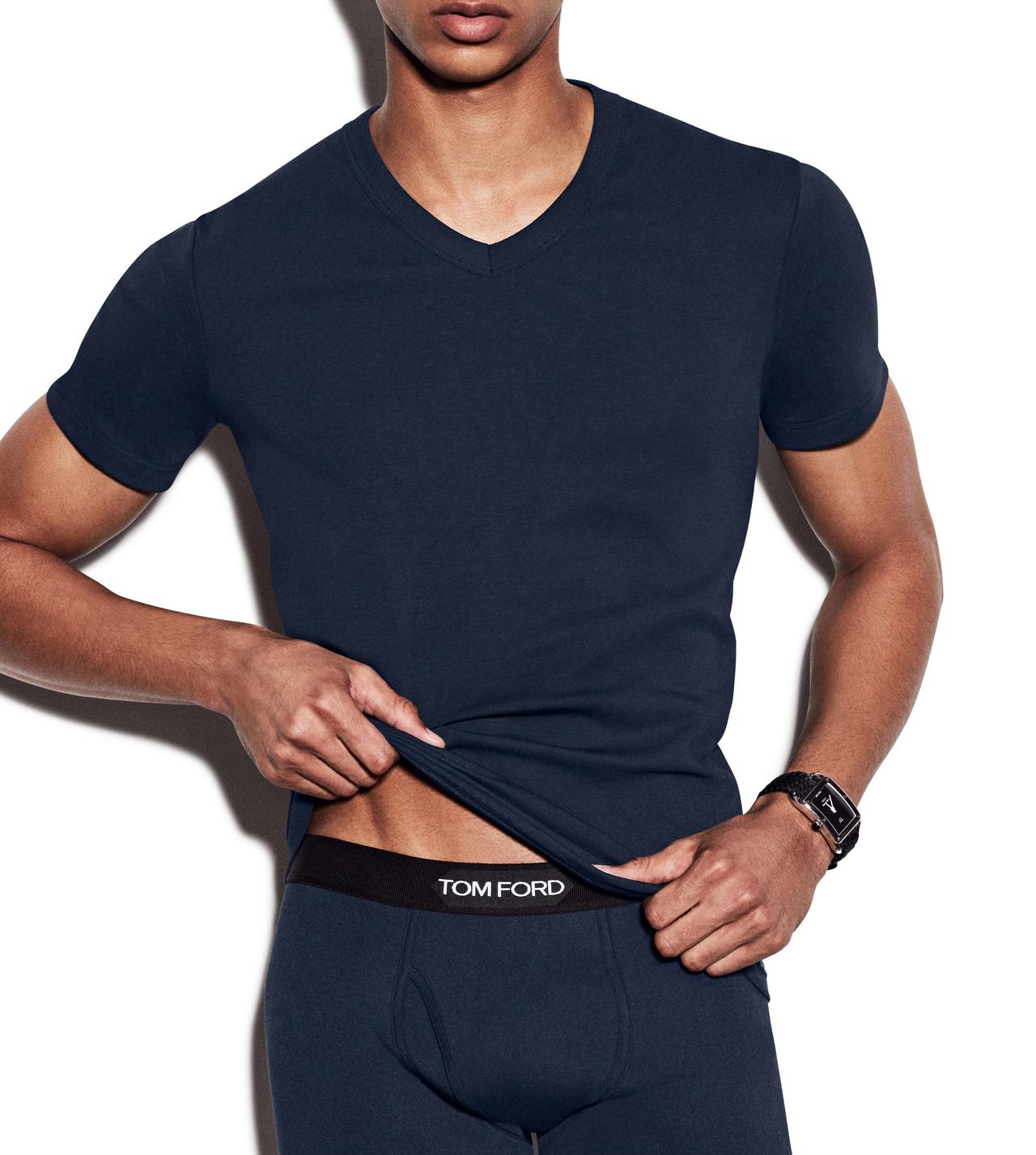Tシャツ・カットソー TOM FORD FW25 V-neck T-shirt (T4M091410 002) Men's Designer Underwear T-Shirts | TOM FORD Fashion | Tom