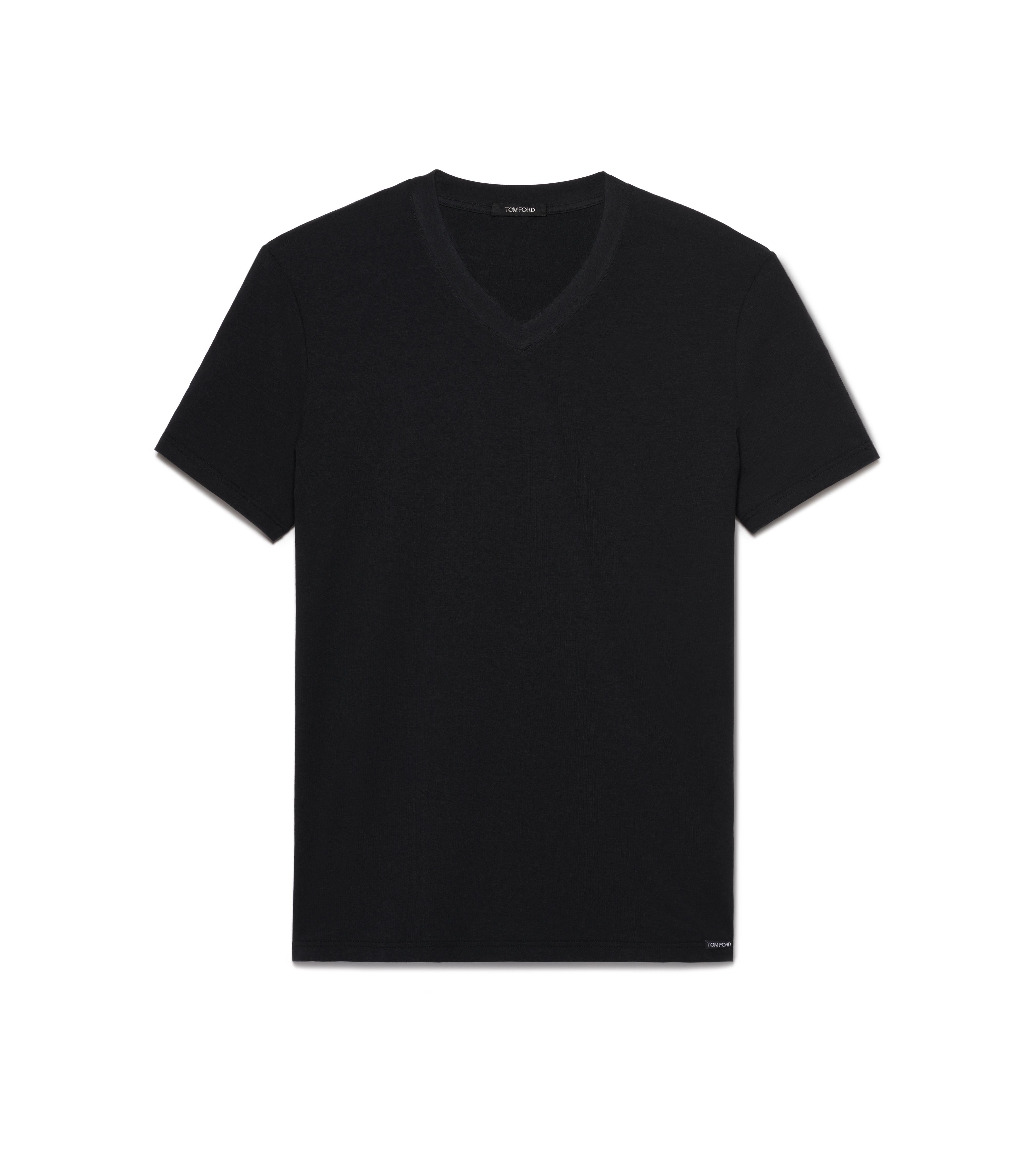 Tシャツ・カットソー TOM FORD FW25 V-neck T-shirt (T4M091410 002) COTTON V-NECK T-SHIRT | Tom Ford Fashion
