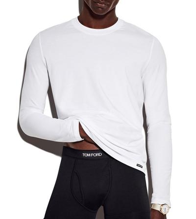 COTTON MODAL LONG SLEEVE CREW NECK T-SHIRT image number 1