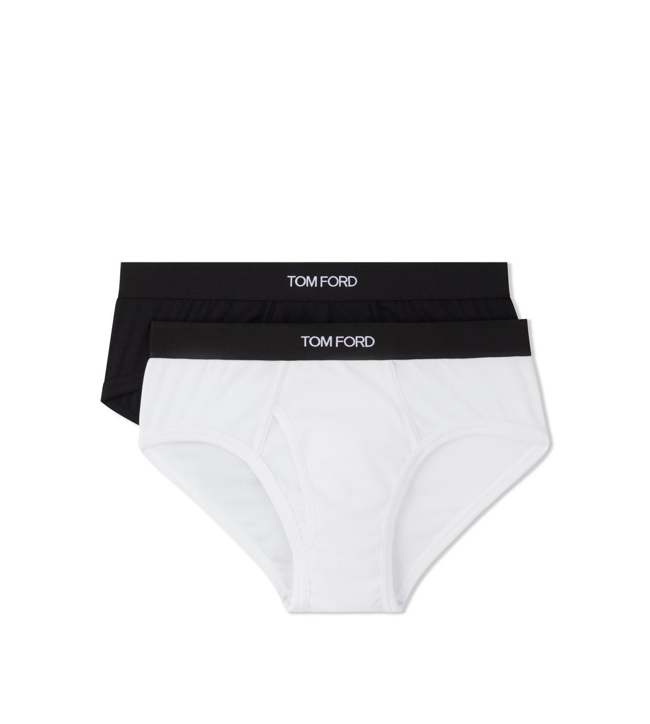TOM FORD COTTON BLACK/WHITE COTTON BRIEFS TWO PACK