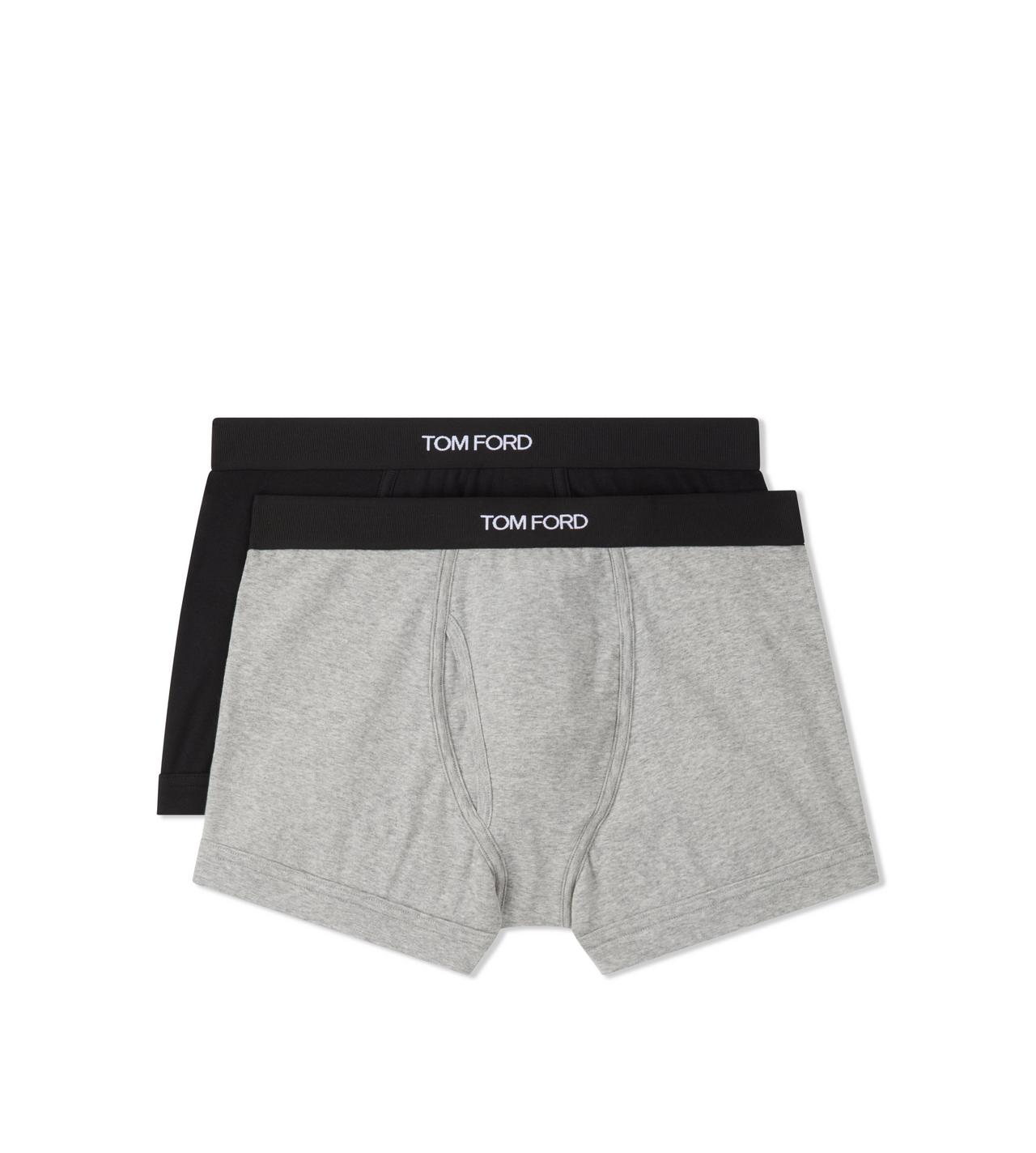 TOM FORD COTTON GUNMETAL COTTON BOXER BRIEFS TWO PACK