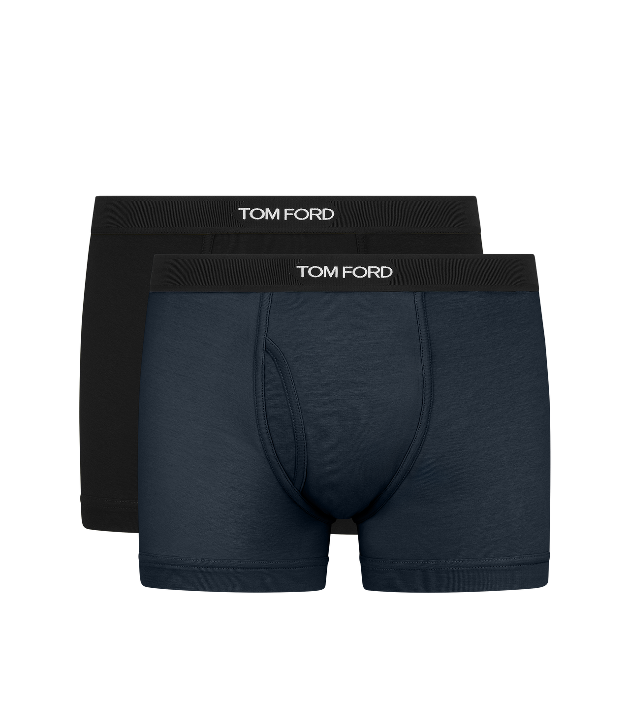 TOM FORD COTTON BLACK/ BLUE COTTON BOXER BRIEFS TWO PACK