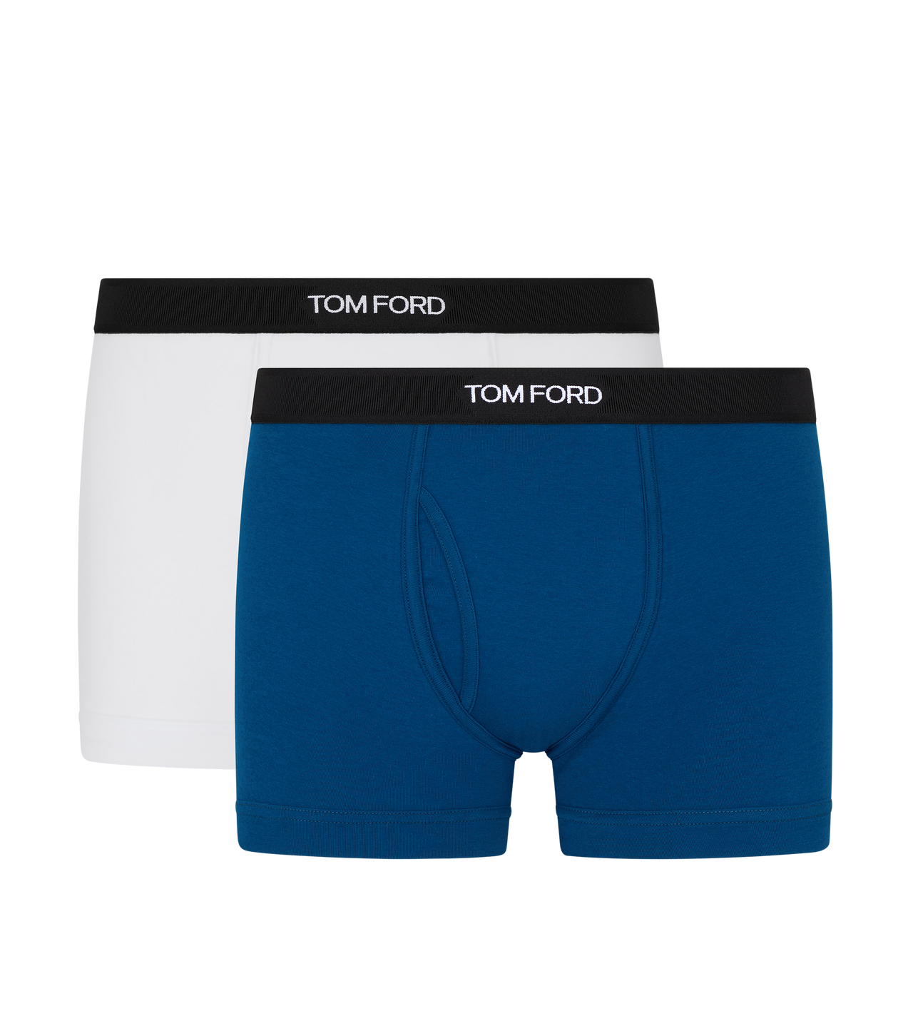 TOM FORD COTTON BLUE/ WHITE COTTON BOXER BRIEFS TWO PACK
