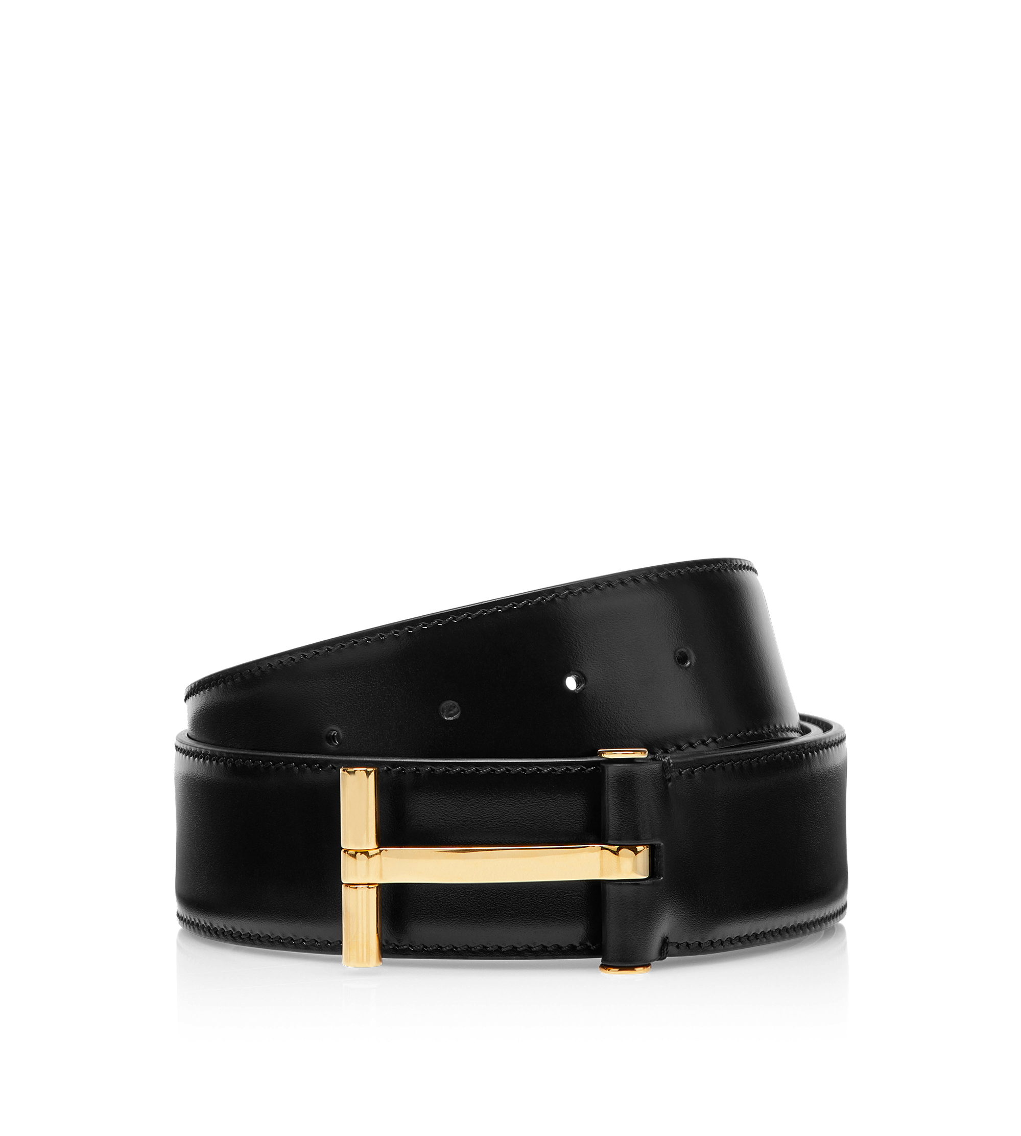 CEINTURE EN CUIR LISSE AVEC BOUCLE EN T