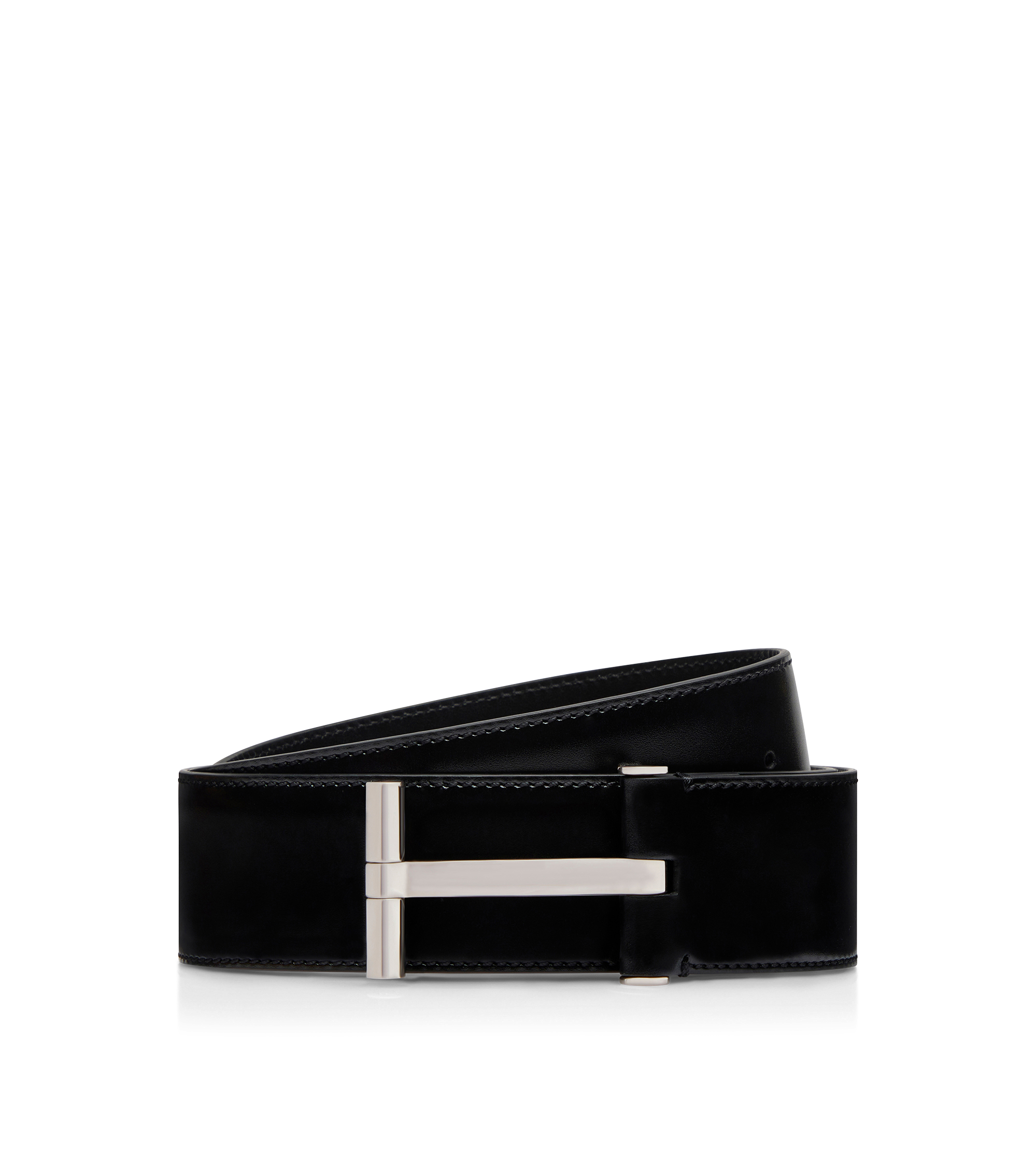 CEINTURE EN CUIR LISSE AVEC BOUCLE EN T