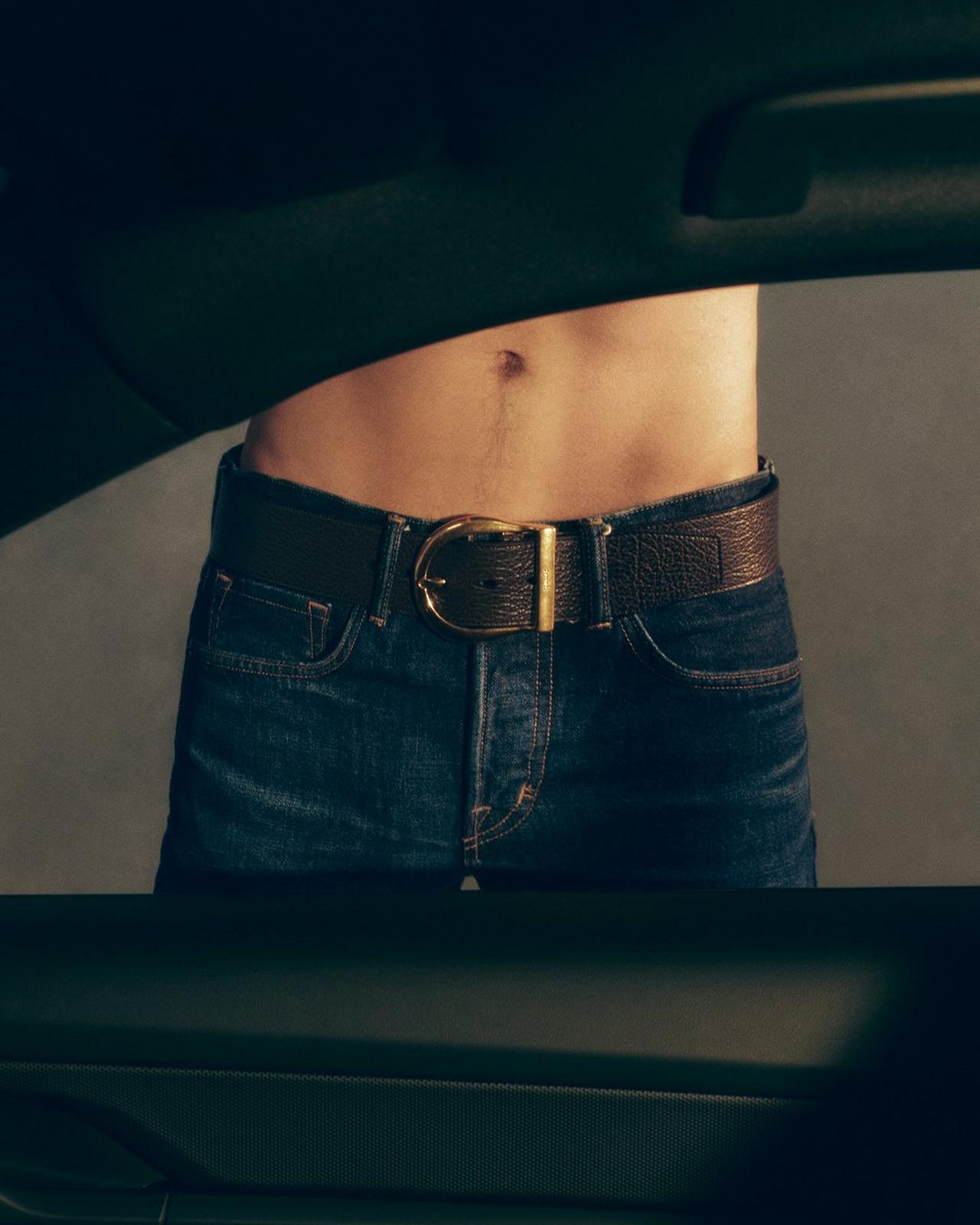 GRAIN LEATHER WESTERN JEANS BELT image number 5