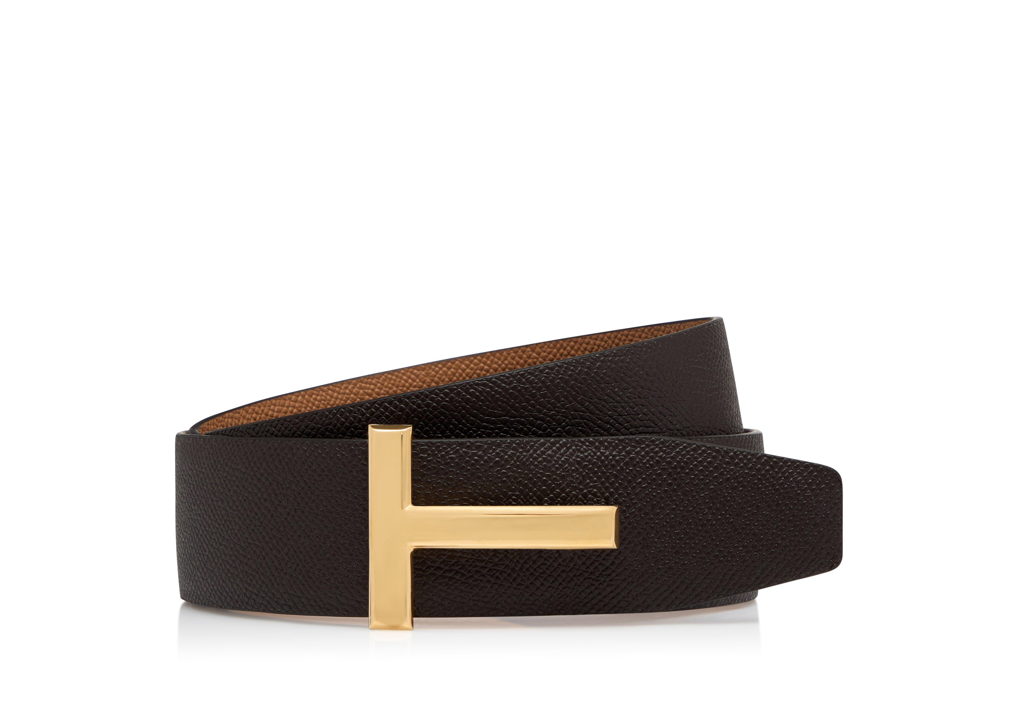 Tom Ford Lozerna Woven Leather Belt 0 31/32in Gold Buckle Iconic