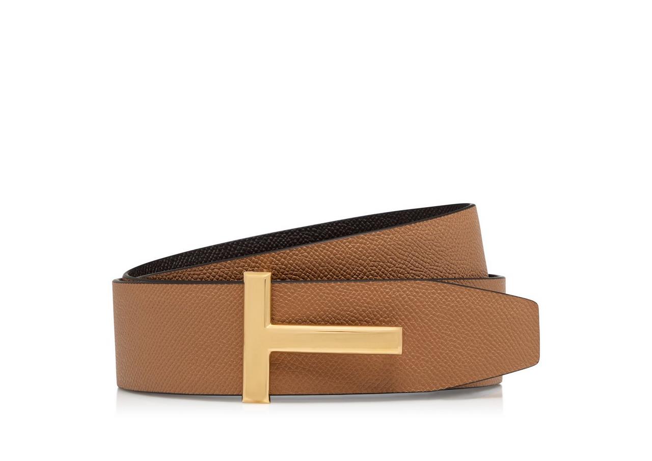 SMALL GRAIN LEATHER T ICON BELT image number 2