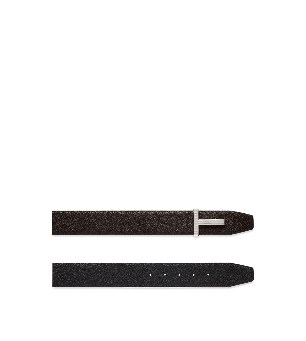 GRAIN LEATHER RIDGE BUCKLE T BELT image number 1