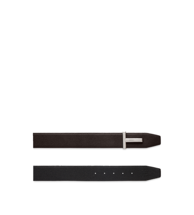 GRAIN LEATHER RIDGE BUCKLE T BELT image number 1