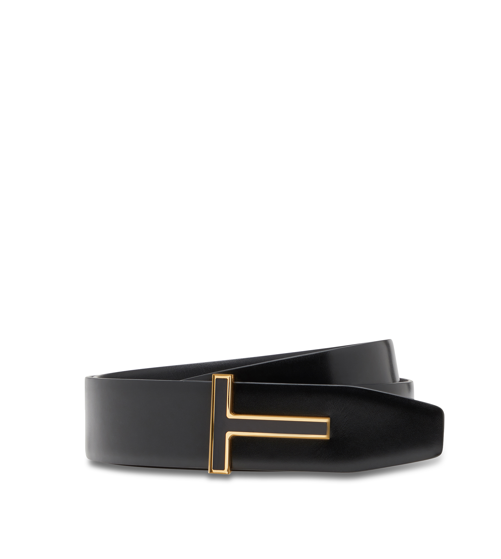 【関税＆送料込み】Tom Ford T Grainy Leather Belt Tom Ford T-logo Gold Reversible Grained Leather Belt