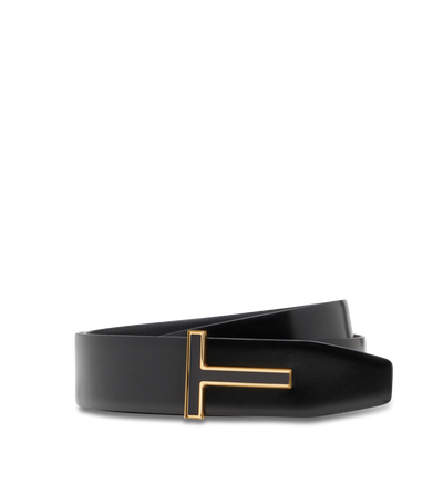 SMOOTH LEATHER ENAMEL BUCKLE T BELT image number 0