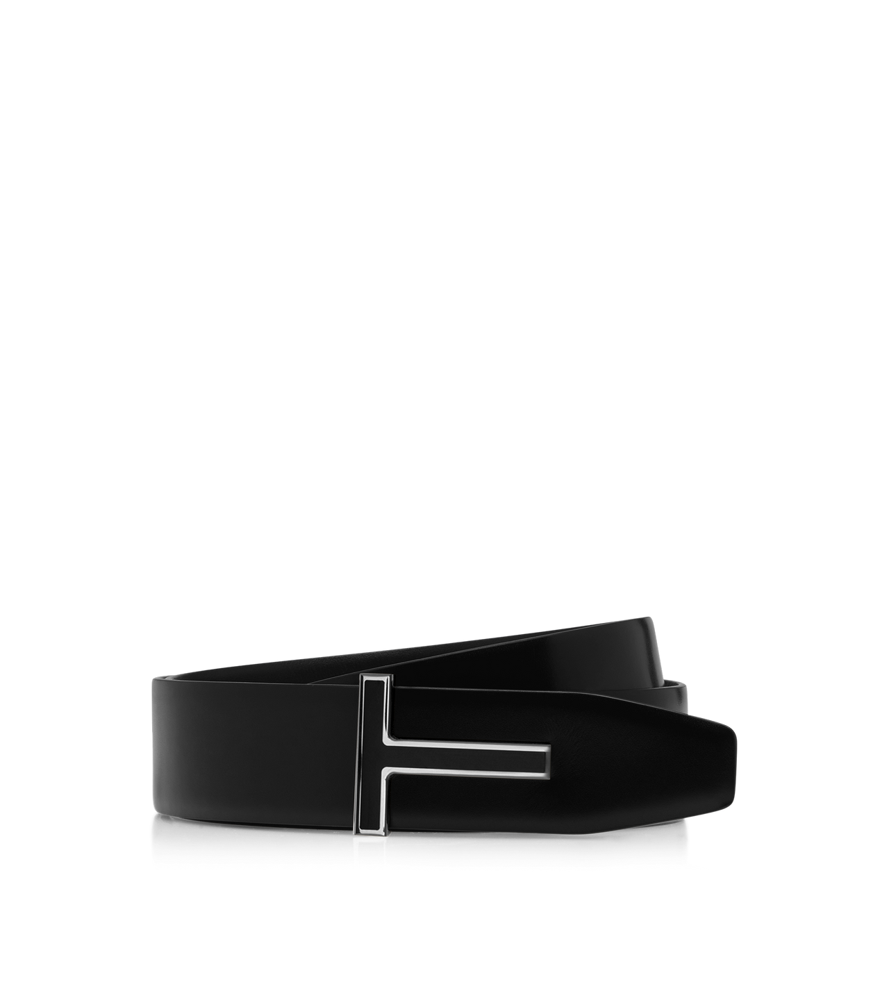 SMOOTH LEATHER ENAMEL BUCKLE T BELT image number 0