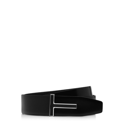 SMOOTH LEATHER ENAMEL BUCKLE T BELT image number 0