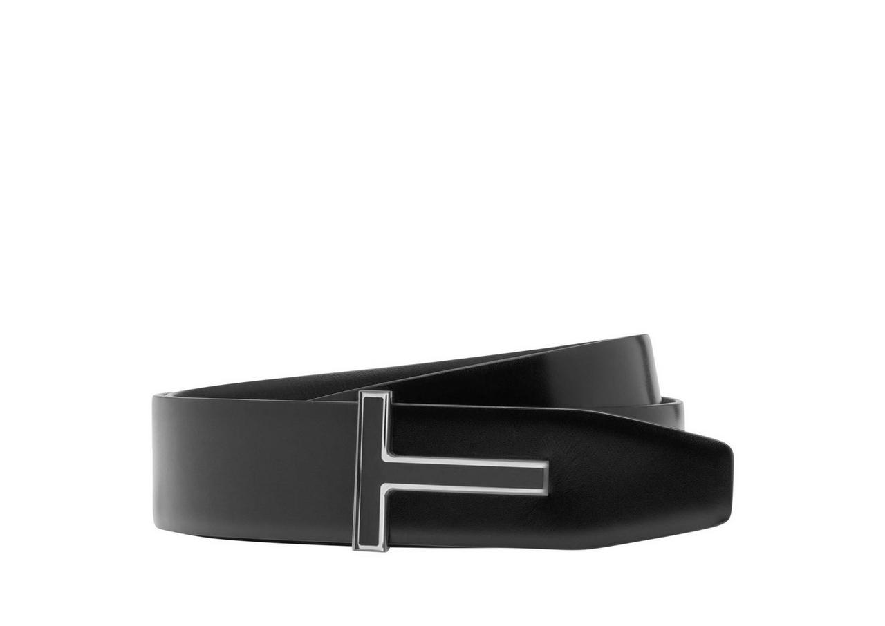 LEATHER ENAMEL T RIDGE BELT image number 0