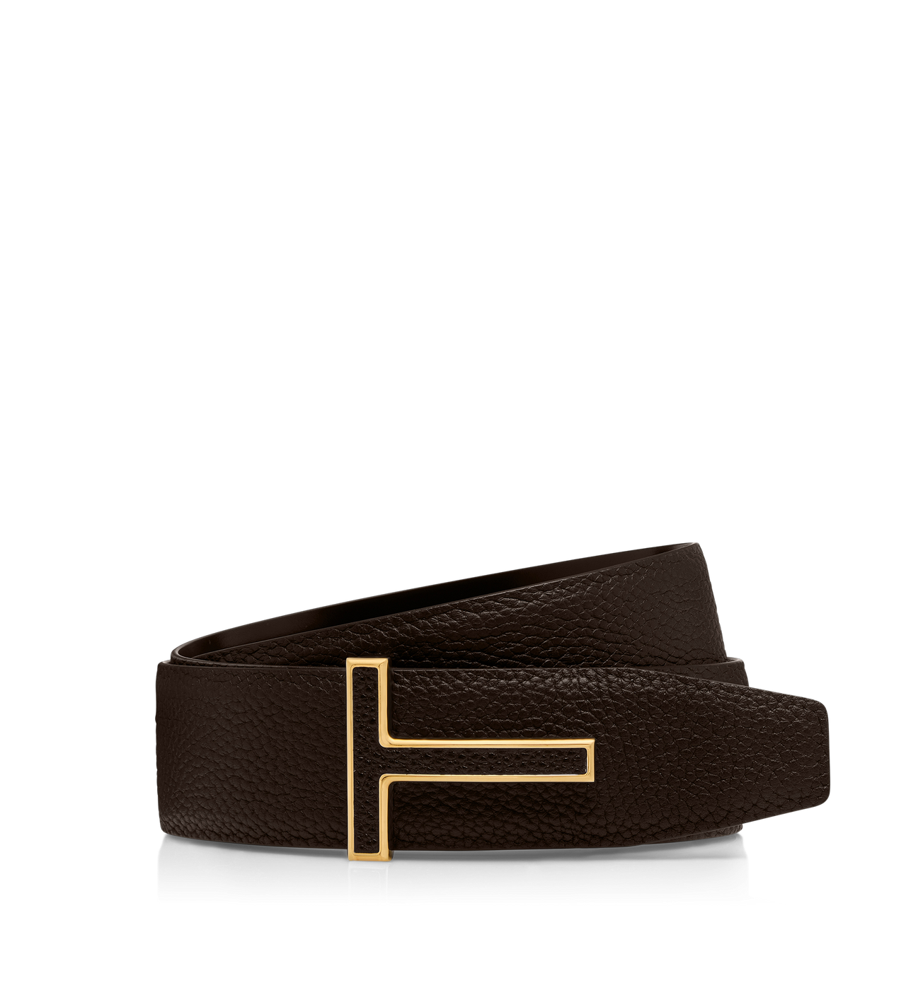 GRAIN LEATHER INSERT BUCKLE T BELT image number 0