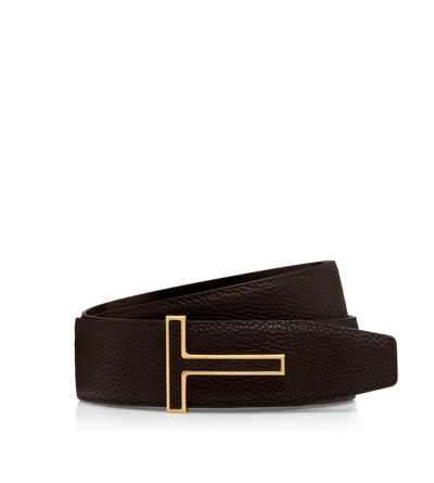 GRAIN LEATHER INSERT BUCKLE T BELT image number 0