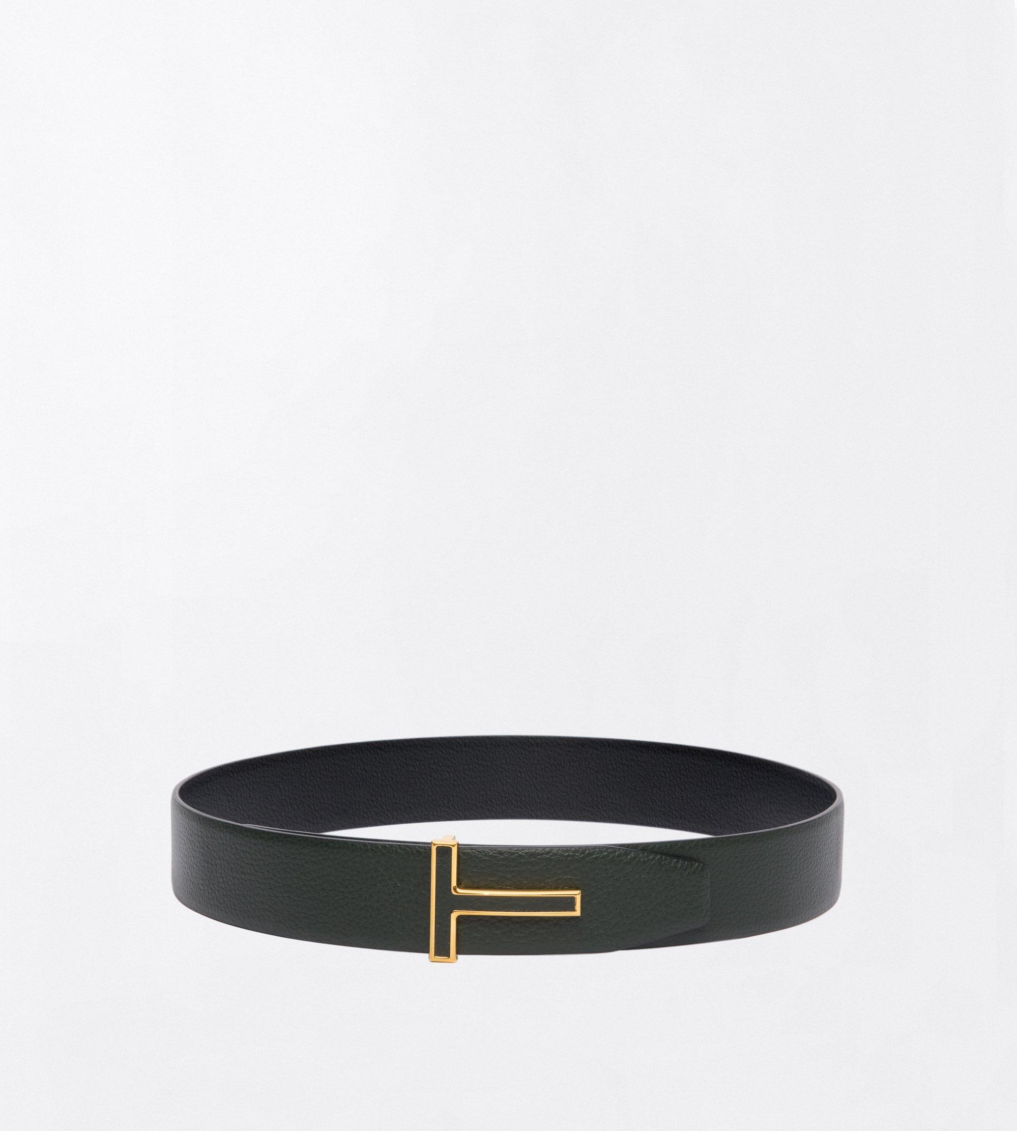 GRAIN LEATHER REVERSIBLE T BELT