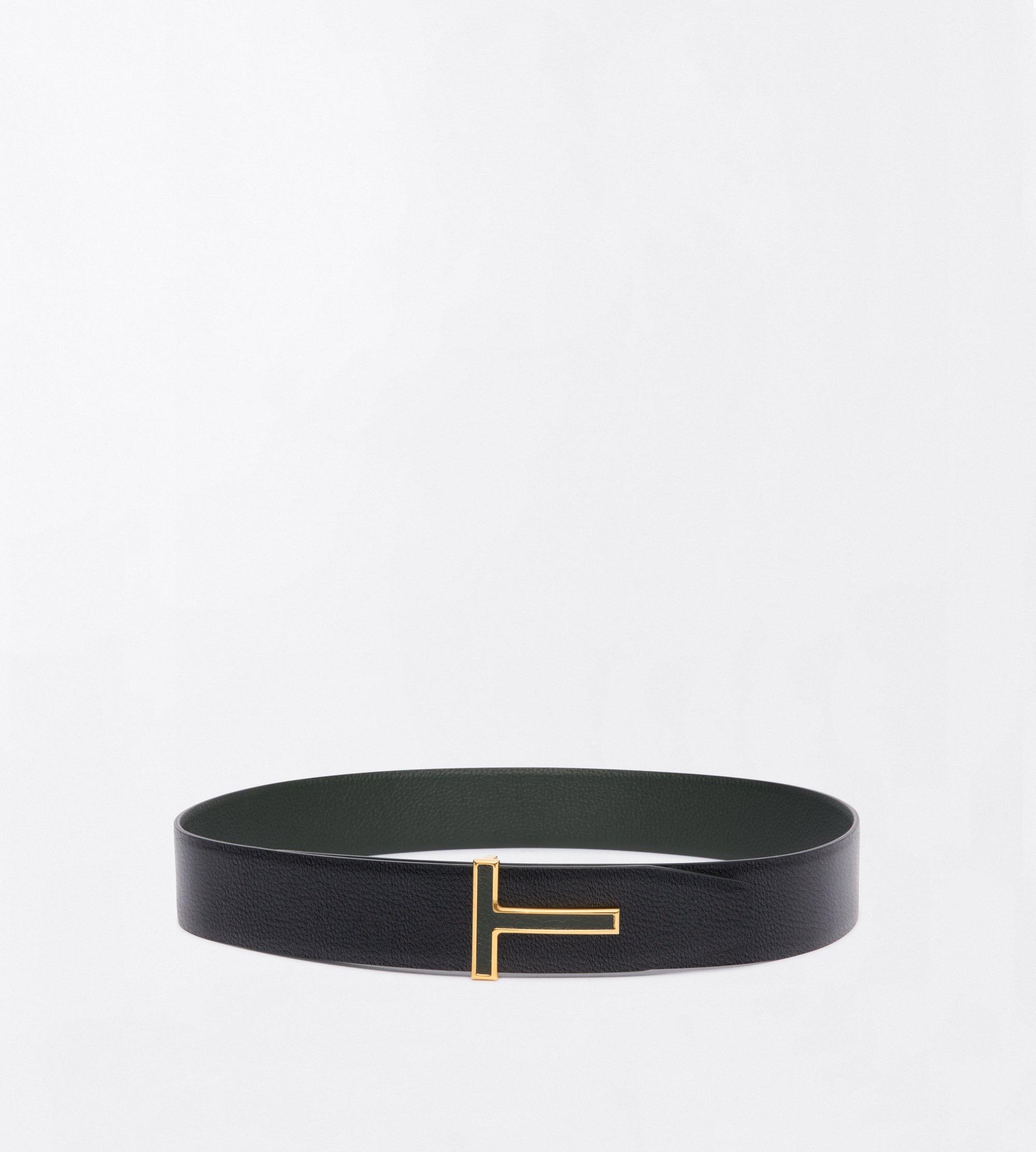 GRAIN LEATHER REVERSIBLE T BELT