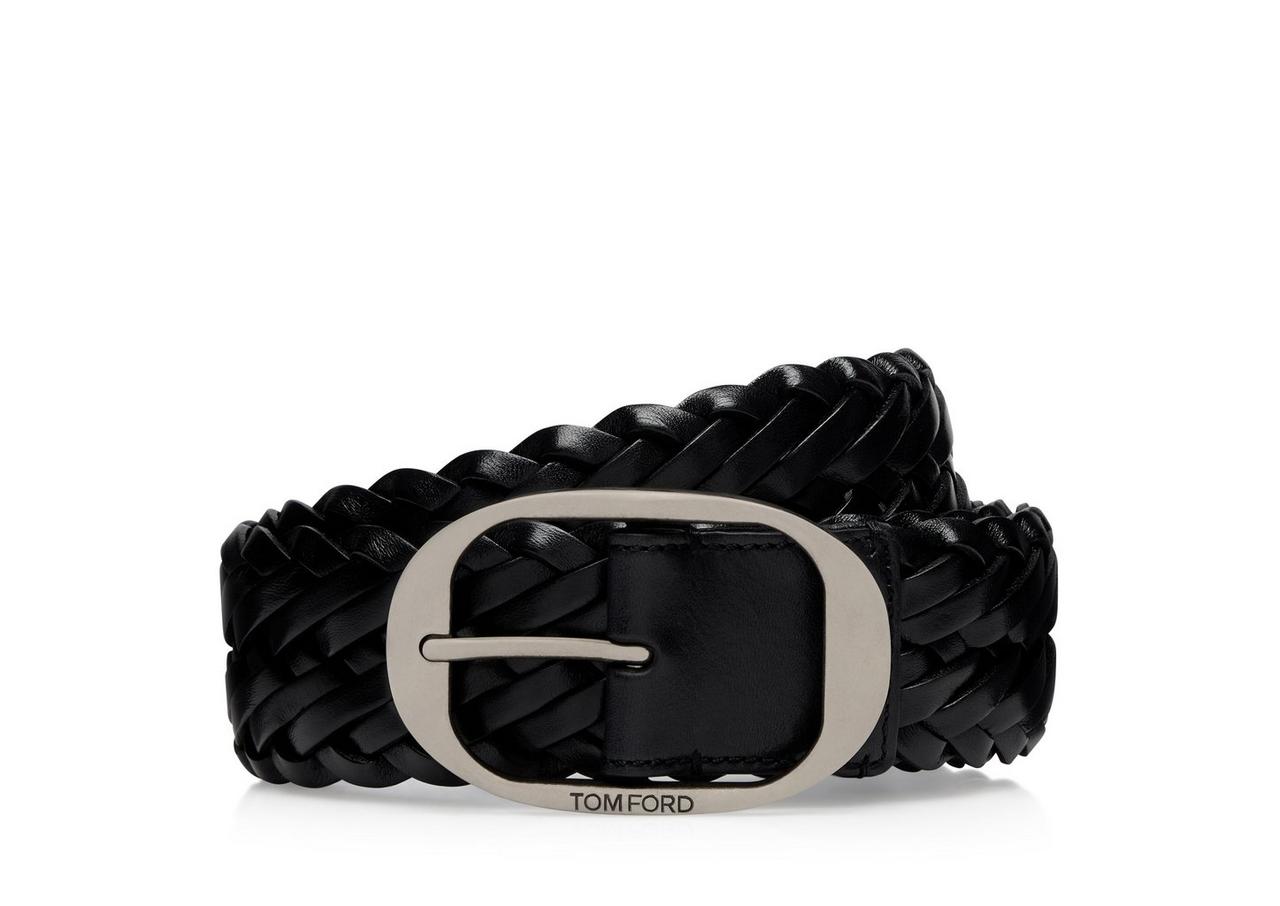 WOVEN LEATHER OVAL BELT image number 0