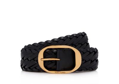 WOVEN LEATHER OVAL BELT image number 0