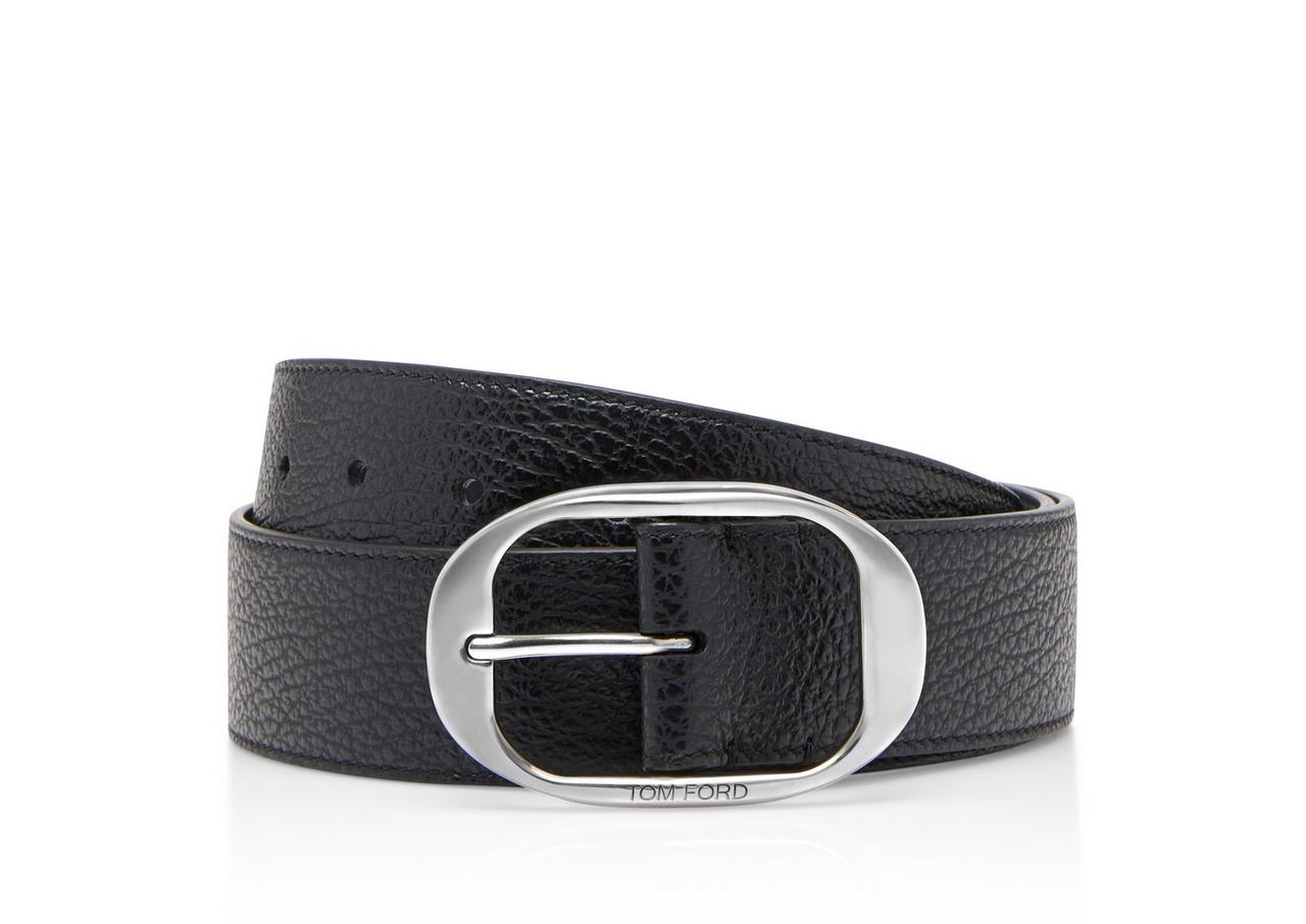 GRAIN LEATHER OVAL BELT image number 0