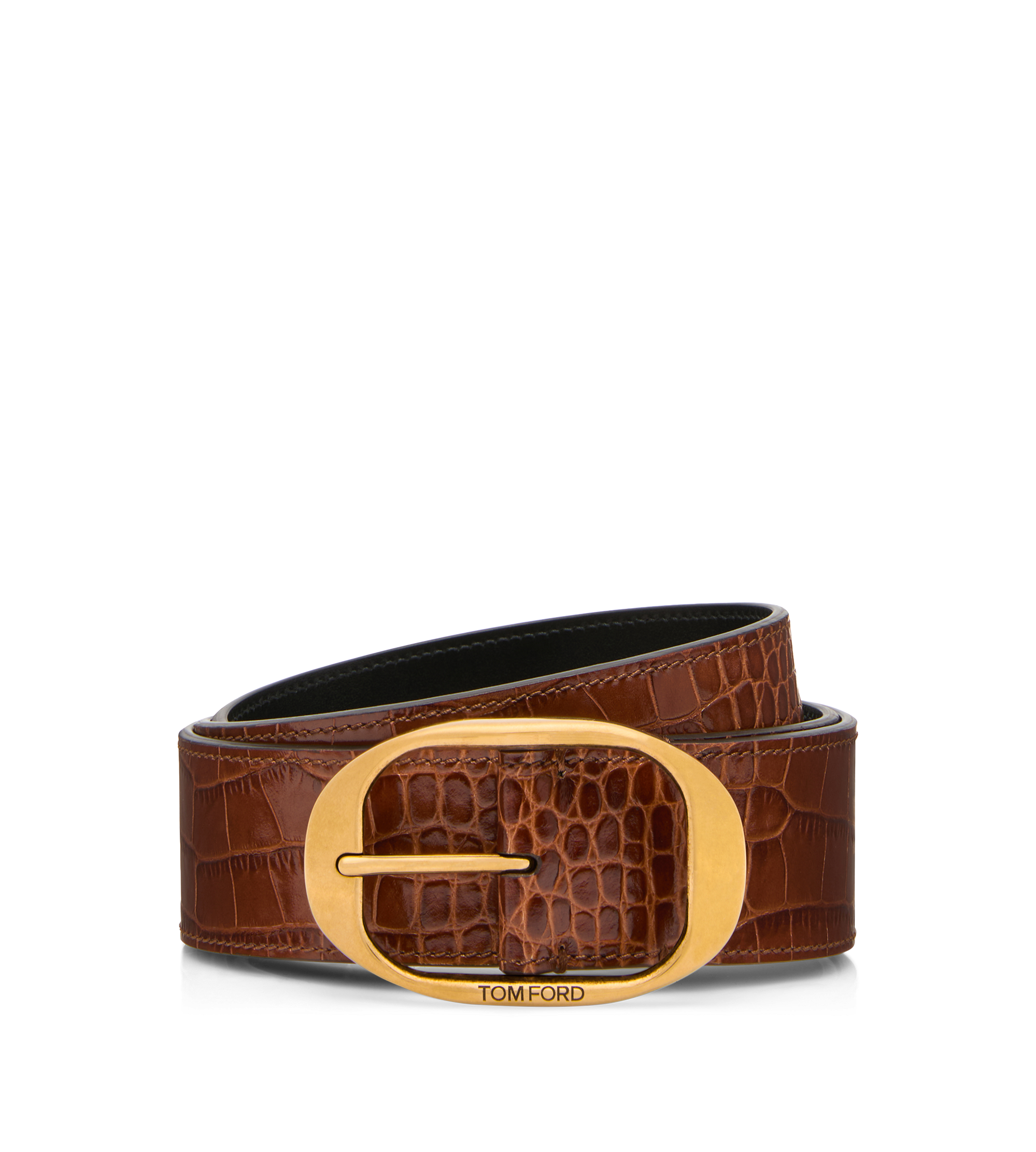PRINTED CROC OVAL BUCKLE BELT | TOM FORD Fashion