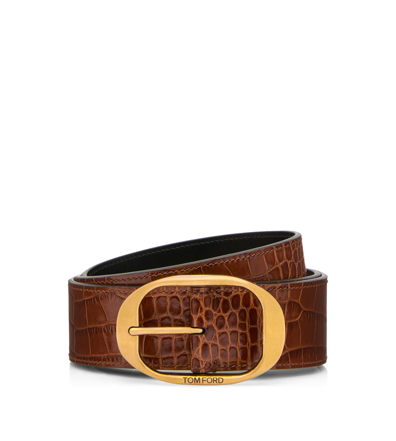 PRINTED CROC OVAL BUCKLE BELT image number 0