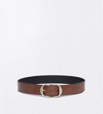 TOM FORD LEATHER CARAMEL PRINTED TEJUS OVAL BUCKLE BELT