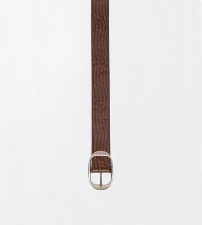 TOM FORD LEATHER CARAMEL PRINTED TEJUS OVAL BUCKLE BELT