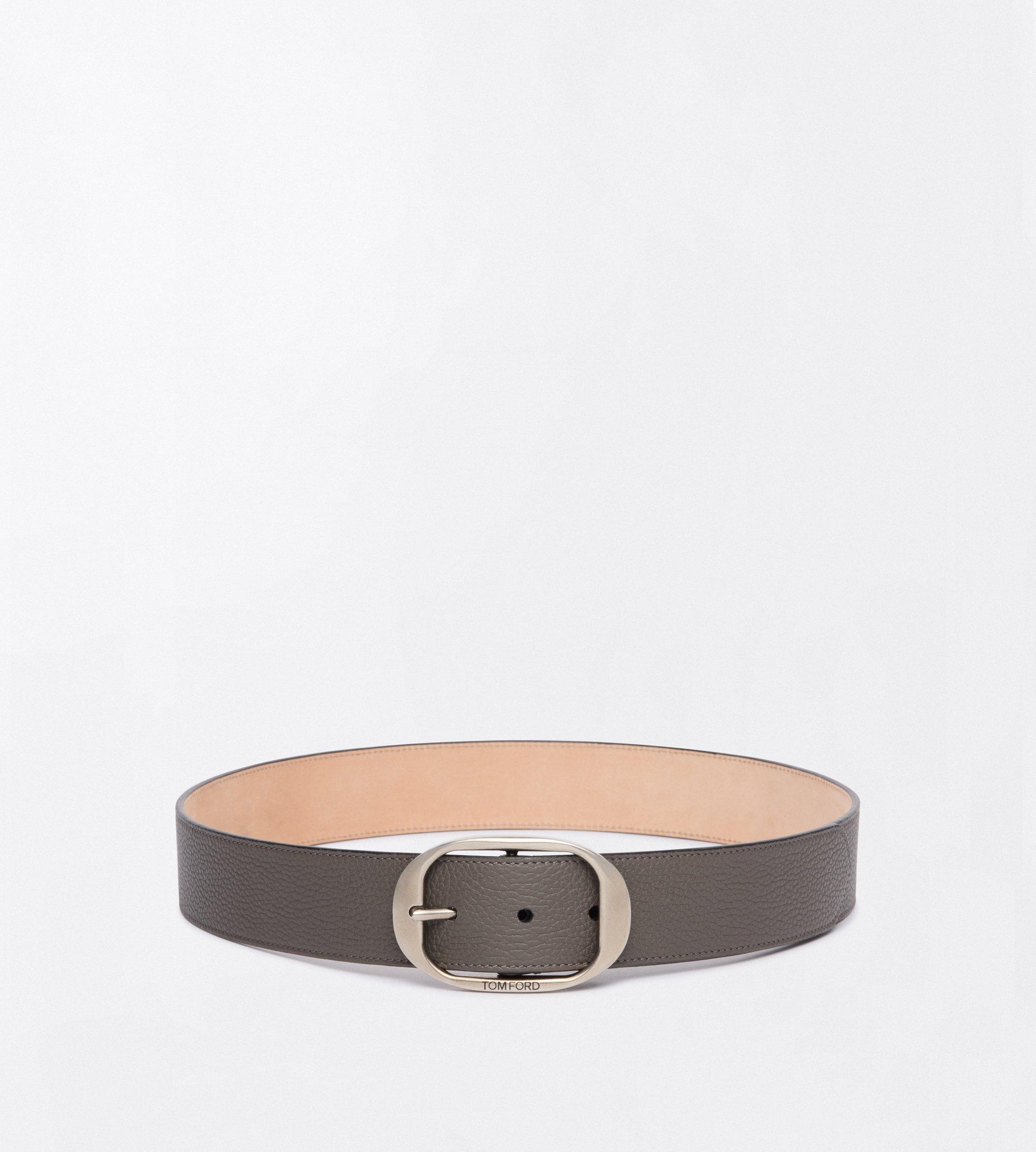 GRAIN LEATHER OVAL BUCKLE BELT