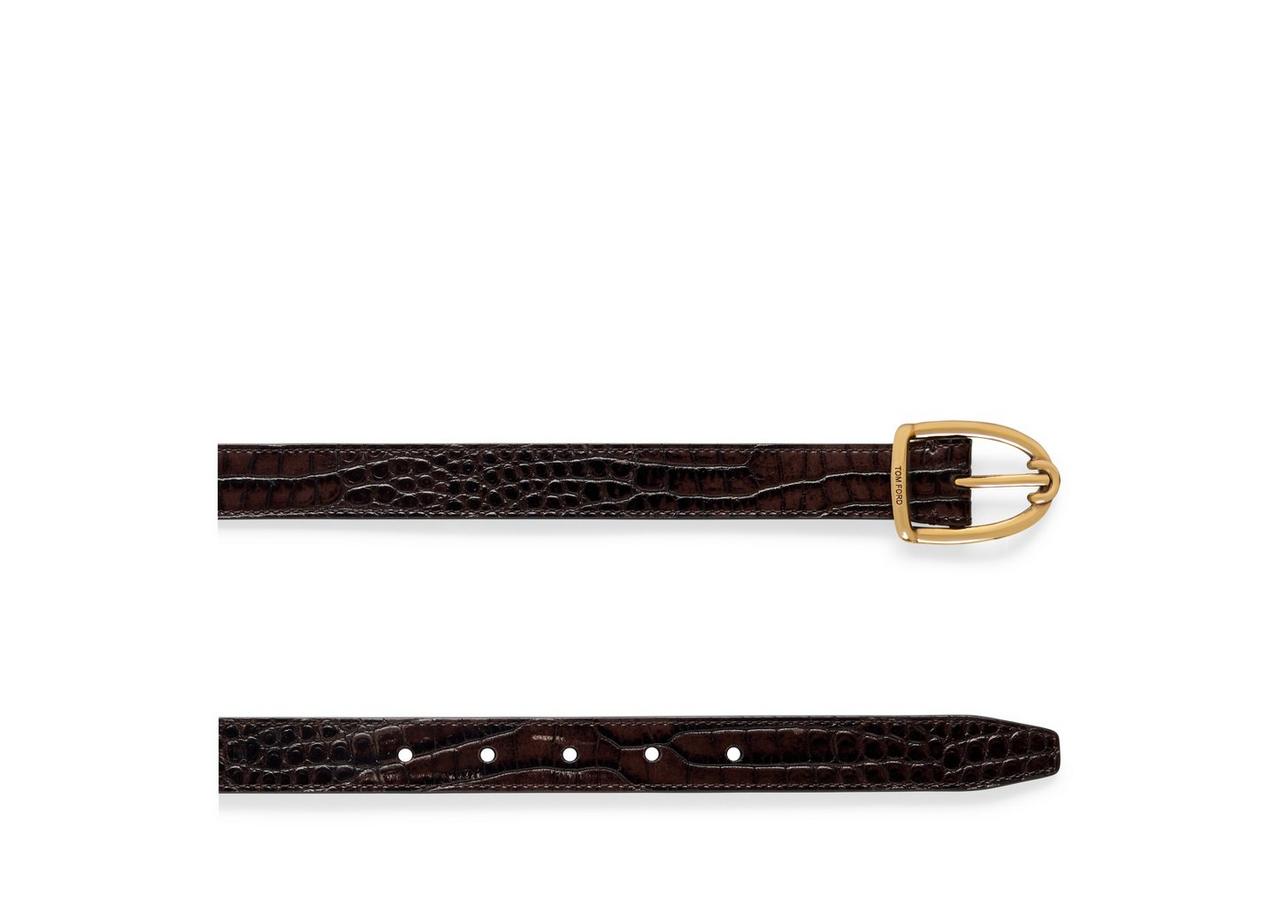 PRINTED ALLIGATOR ANGLED BUCKLE BELT image number 1