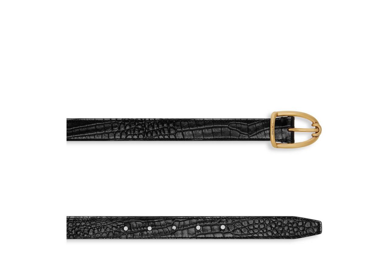 PRINTED ALLIGATOR ANGLED BUCKLE BELT image number 1