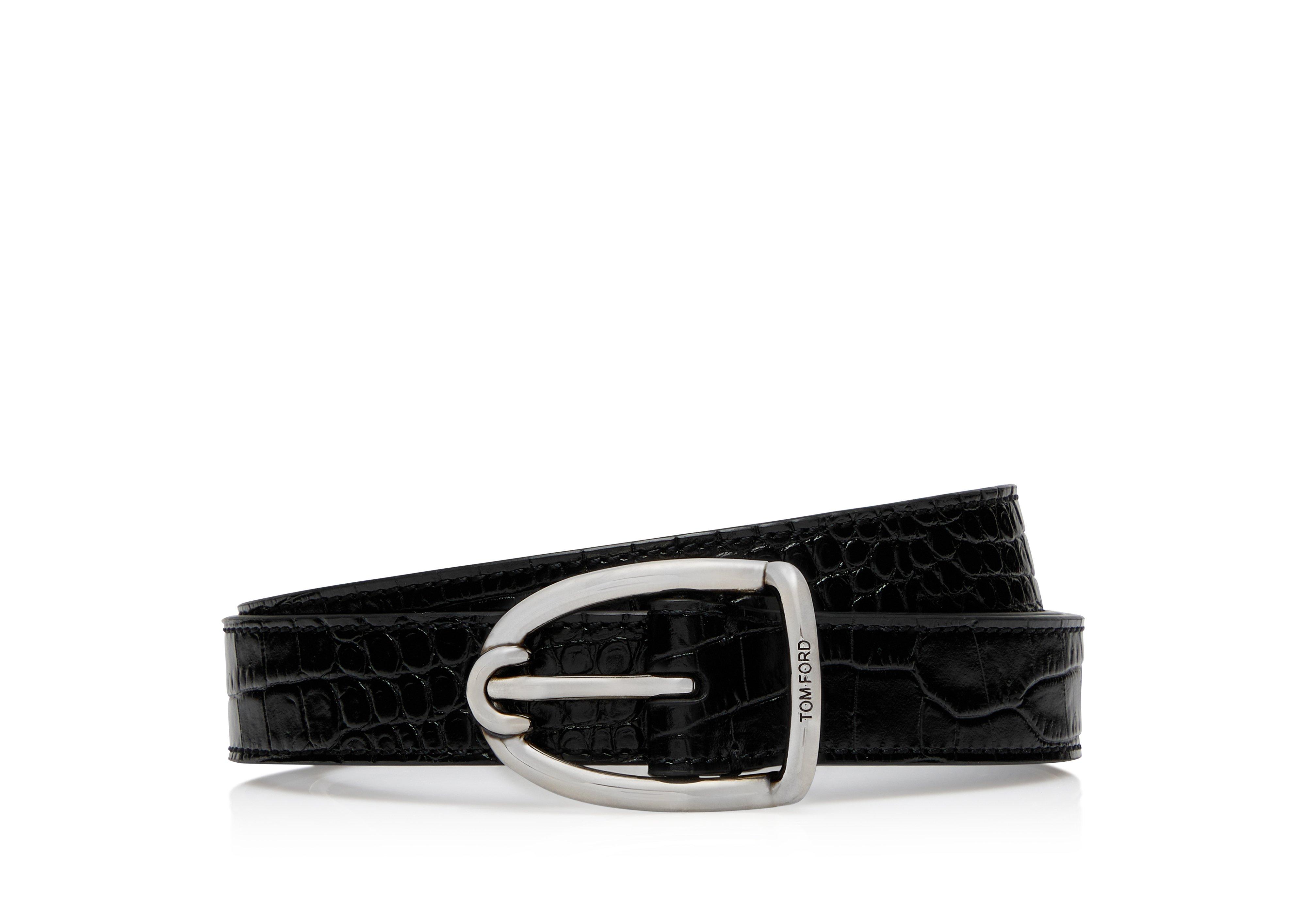 PRINTED ALLIGATOR ANGLED BUCKLE BELT