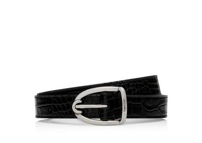 PRINTED ALLIGATOR ANGLED BUCKLE BELT image number 0