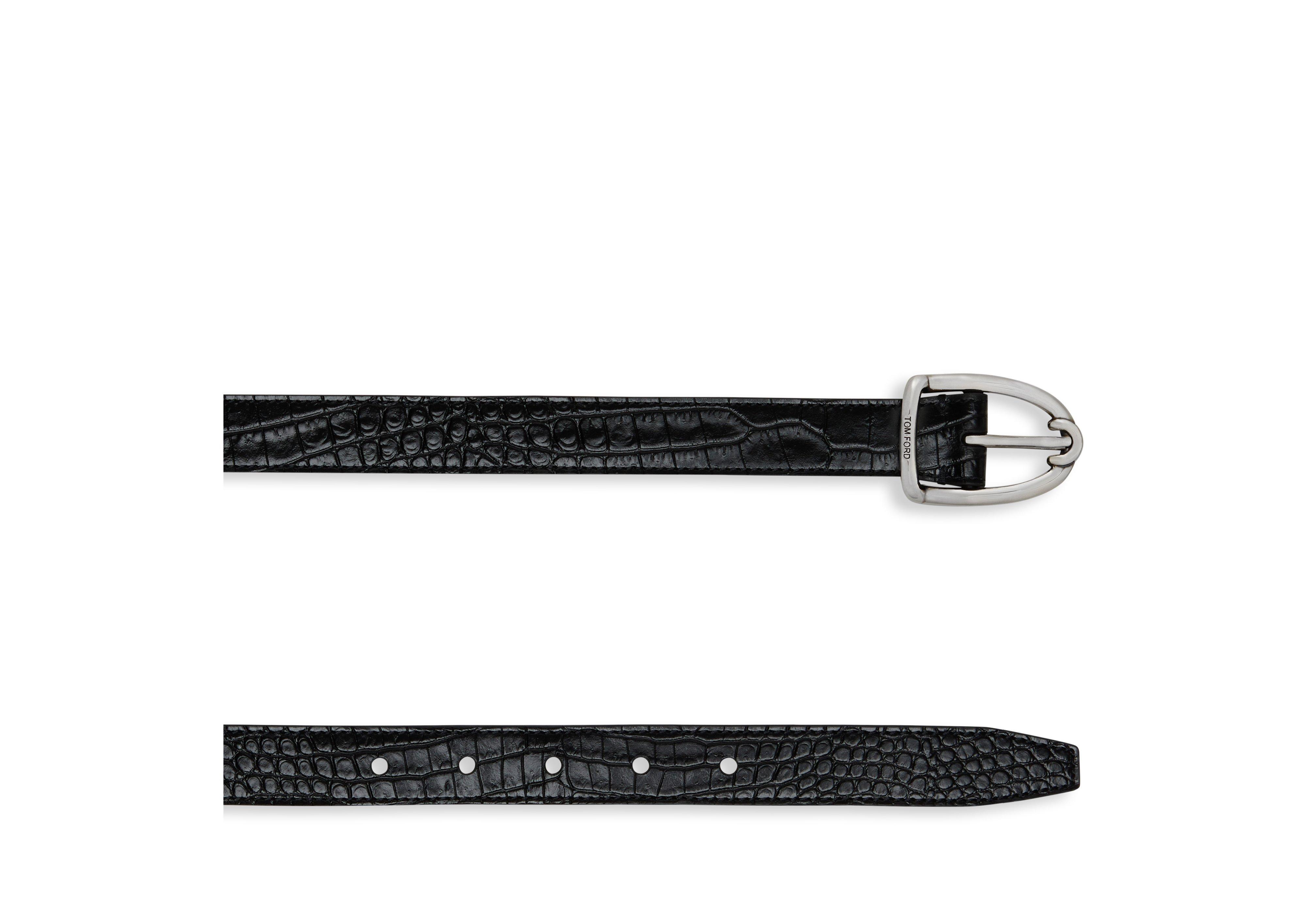 PRINTED ALLIGATOR ANGLED BUCKLE BELT