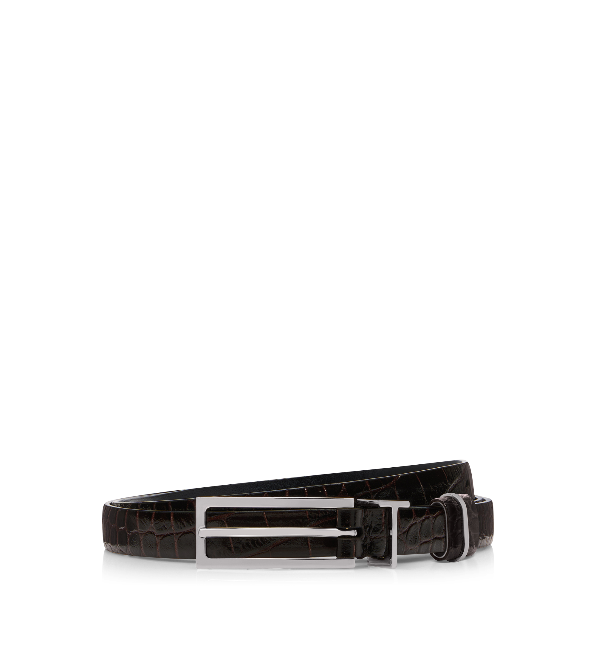 PRINTED CROC METAL T LOOP BELT