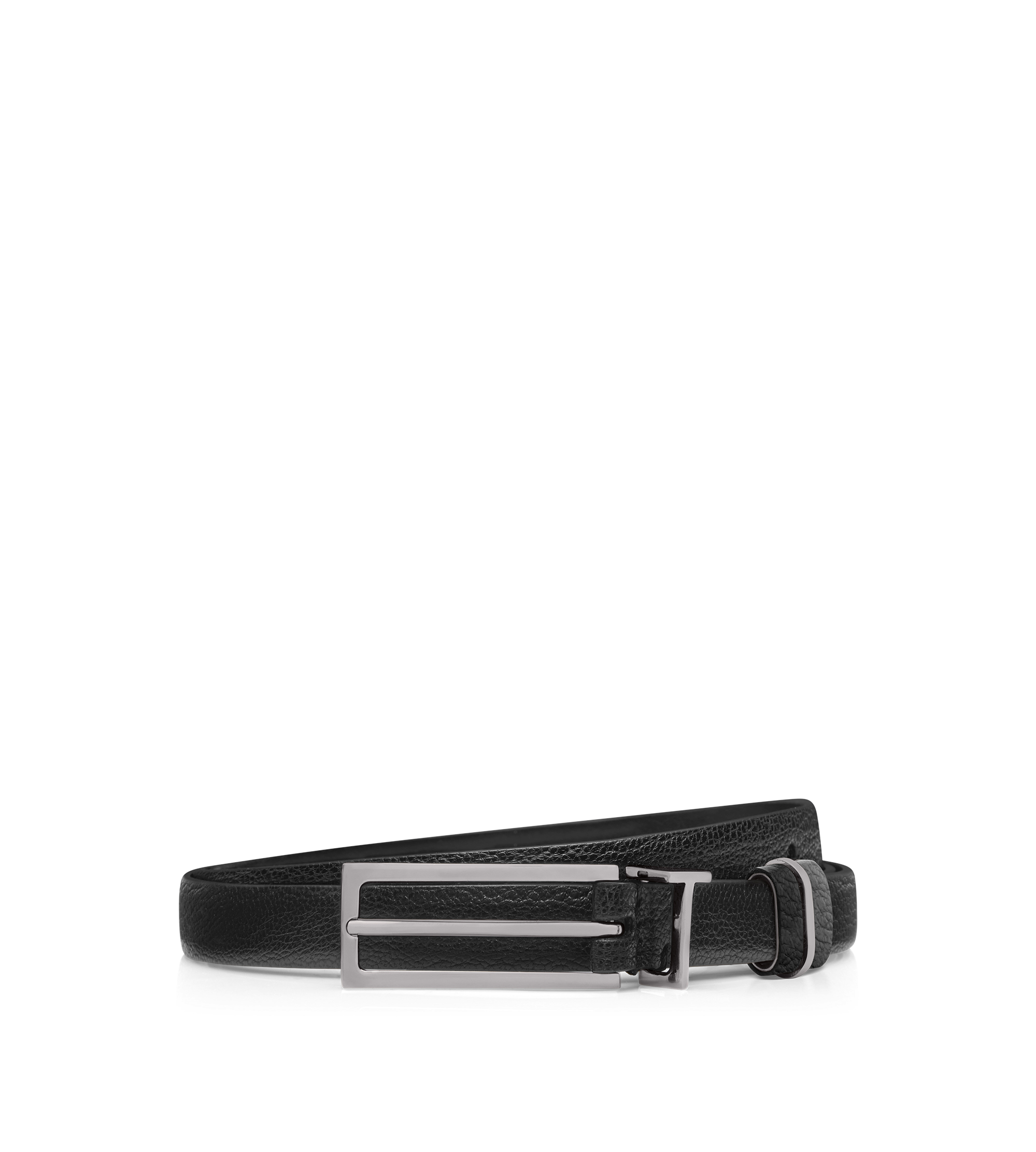 SUPPLE GRAIN LEATHER METAL T LOOP BELT