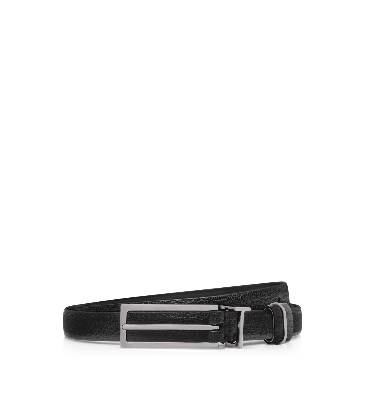 SUPPLE GRAIN LEATHER METAL T LOOP BELT image number 0