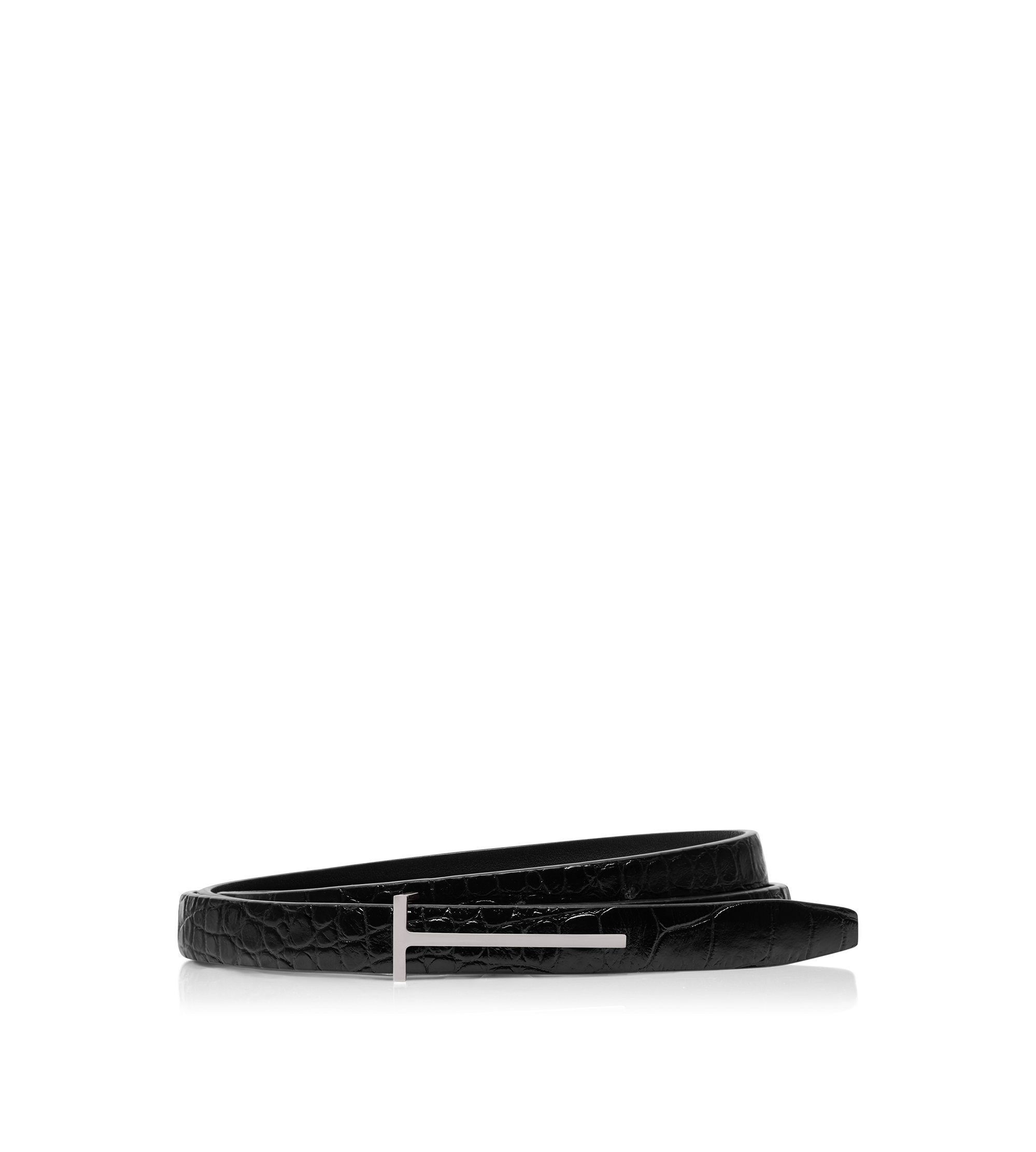 PRINTED CROC SLIM T BELT