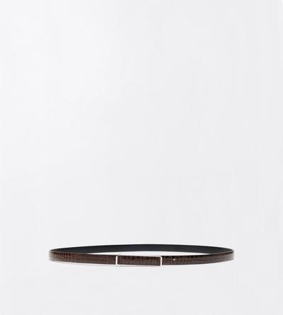 TOM FORD LEATHER CHOCOLATE SOFT PRINTED CROC LEATHER INSERT BELT
