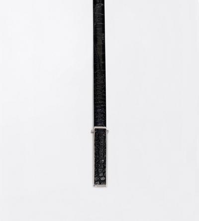TOM FORD LEATHER BLACK SOFT PRINTED CROC LEATHER INSERT BELT
