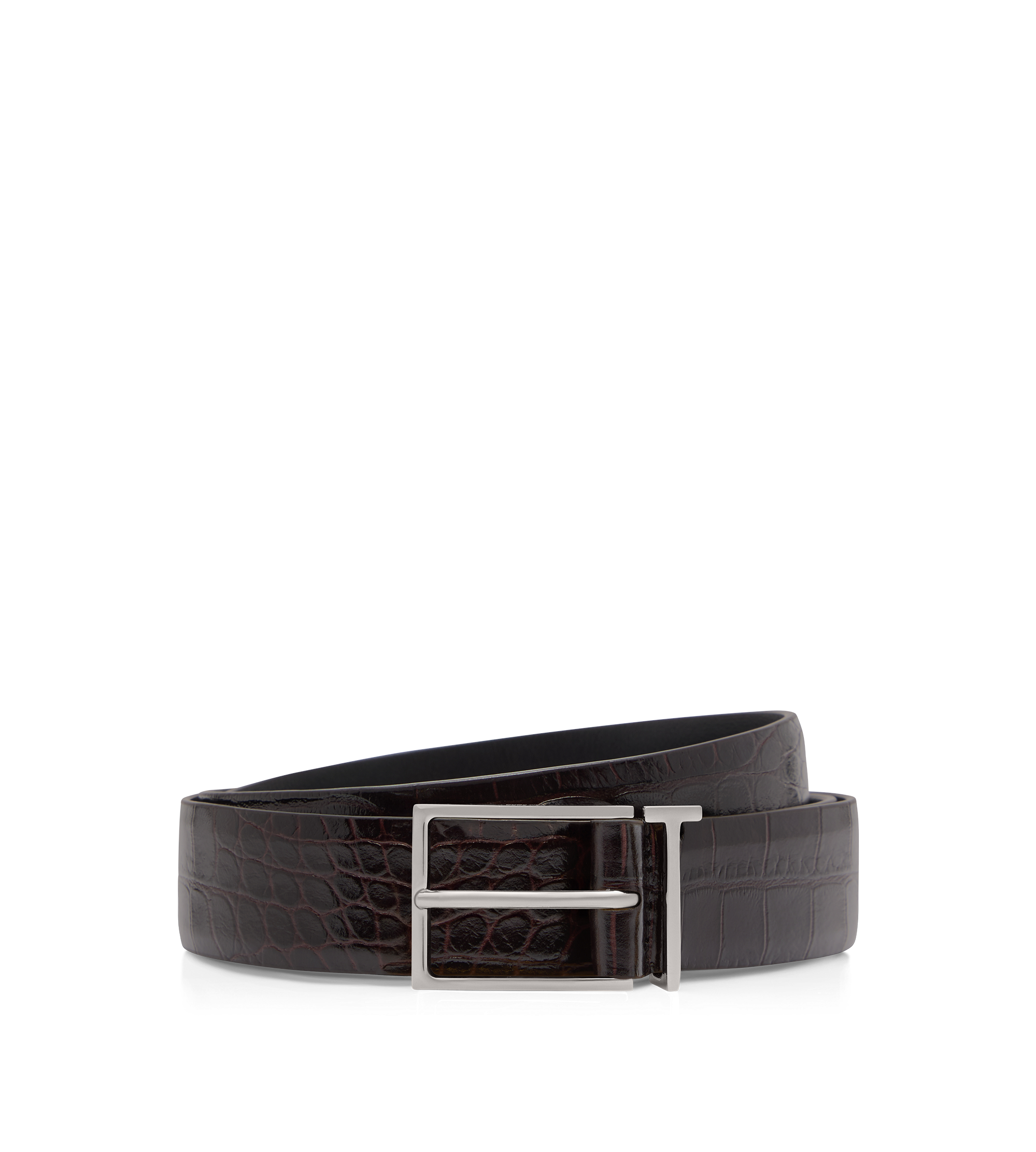 CINTUR&Oacute;N DE COCODRILO ESTAMPADO CON TRABILLA EN FORMA DE T